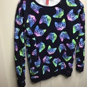 funky cat long sleeve sweater